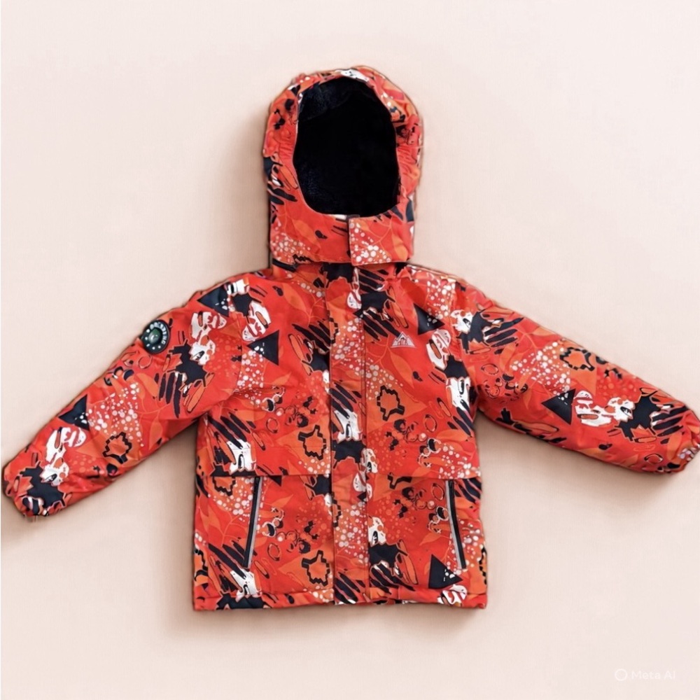 MOERDENG Coat Winter Ski Snowboarding Jacket W/Built In COMPASS Hood Kids Size 8